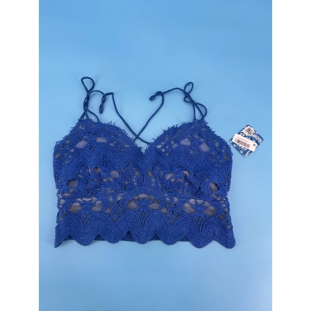NWTFree People Intimately FP Adella Longline Lace Teal Blue‎ Bralette W's Sz XS